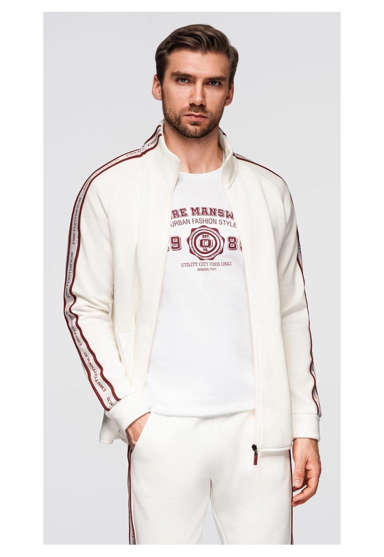 Bluza cu fermoar cu dungi si guler inalt OM-SSZP-0224