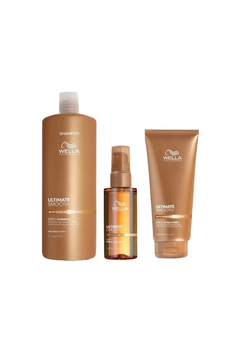 Pachet Ultimate Smooth – Sampon - 1000 ml + Balsam - 200 ml + Ulei Miracle Serum - 100 ml
