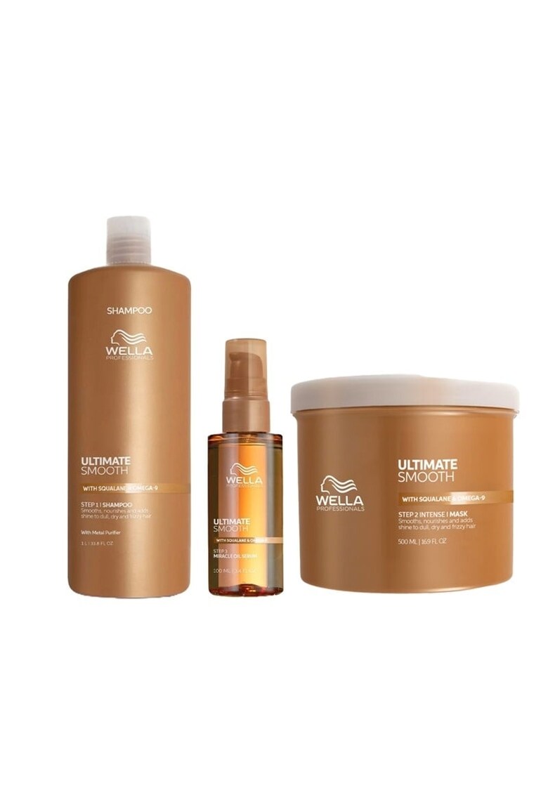 Pachet Ultimate Smooth – Sampon - 1000 ml + Masca - 500 ml + Ulei Miracle Serum - 100 ml