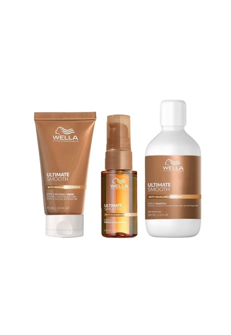Pachet Ultimate Smooth – Sampon - 100 ml + Masca - 75 ml + Ulei Miracle Serum - 30 ml