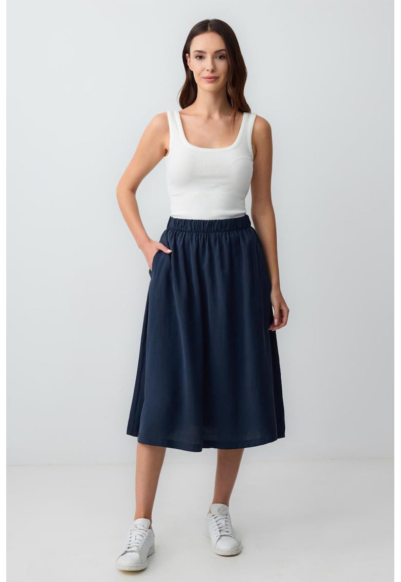 Fusta midi evazata din amestec de modal