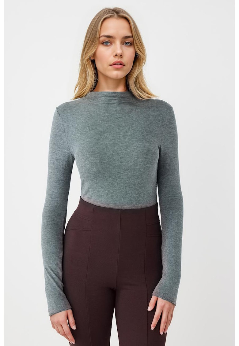 Bluza slim fit - Gri inchis melange