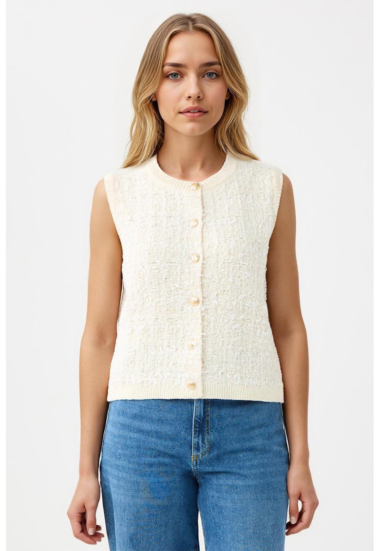 Vesta din tuid cu nasturi