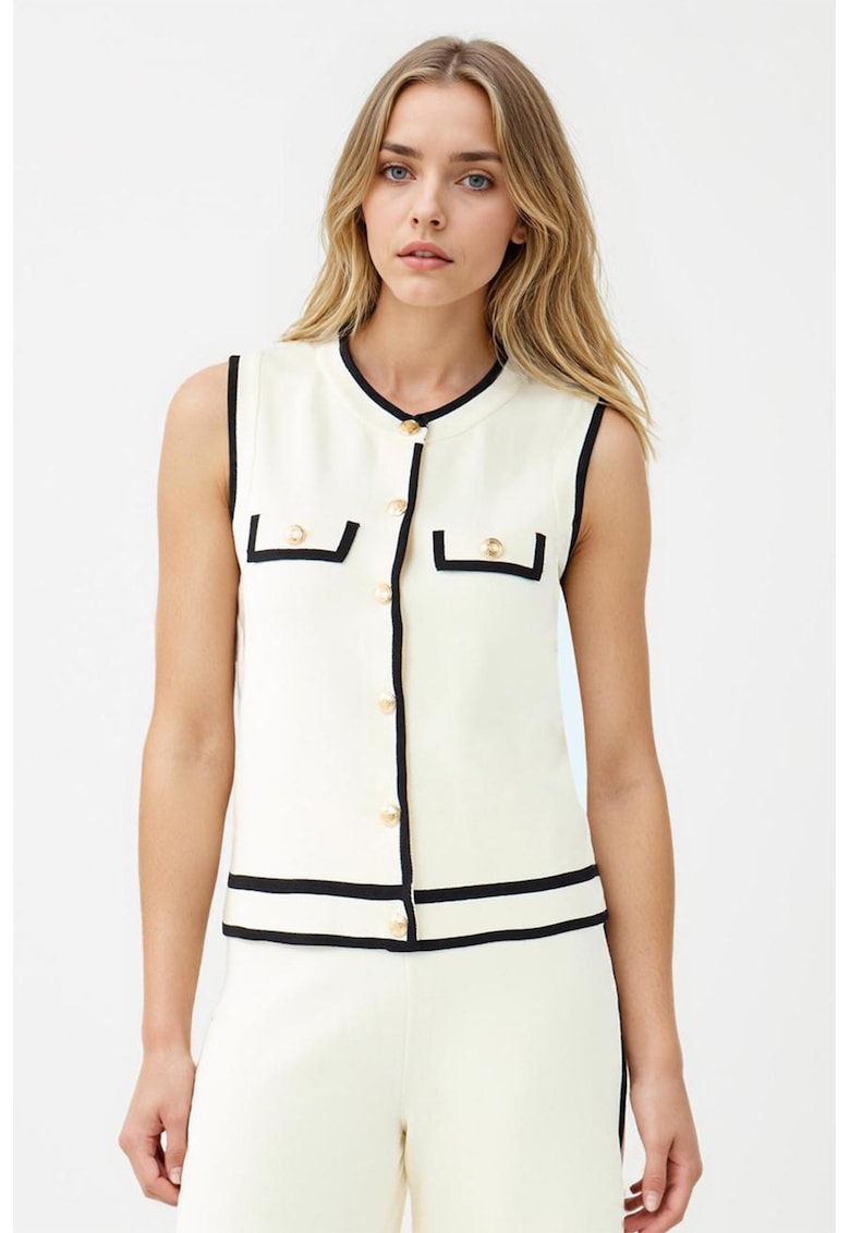 Vesta cu nasturi si decolteu rotund