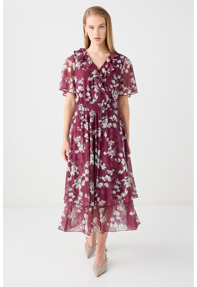 Rochie din sifon cu model stratificat