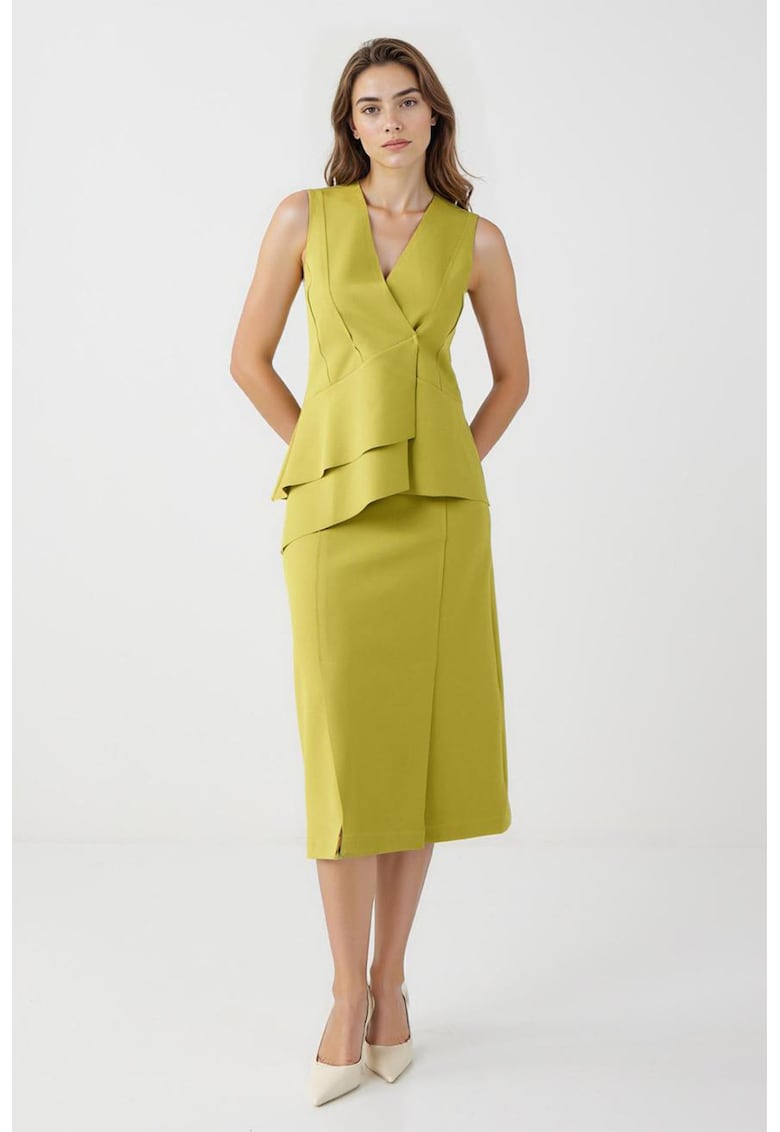 Fusta midi cu model uni