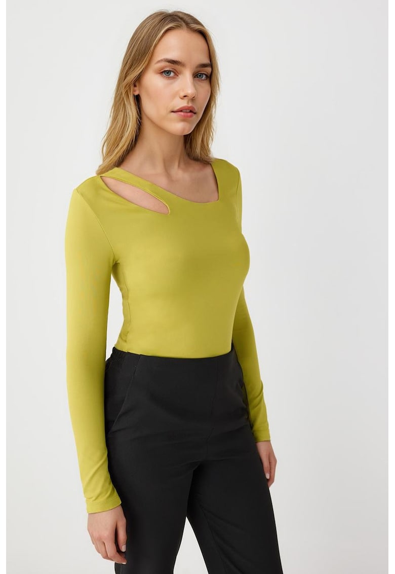 Bluza cu decupaj - Verde masliniu