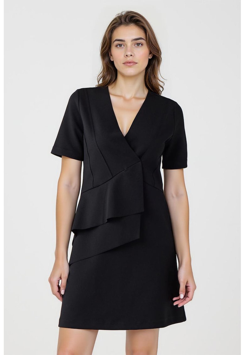 Rochie scurta cu volane si decolteu in V