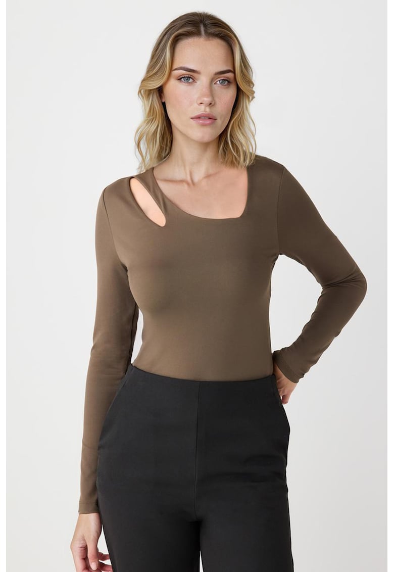 Bluza cu decupaj - Maro inchis