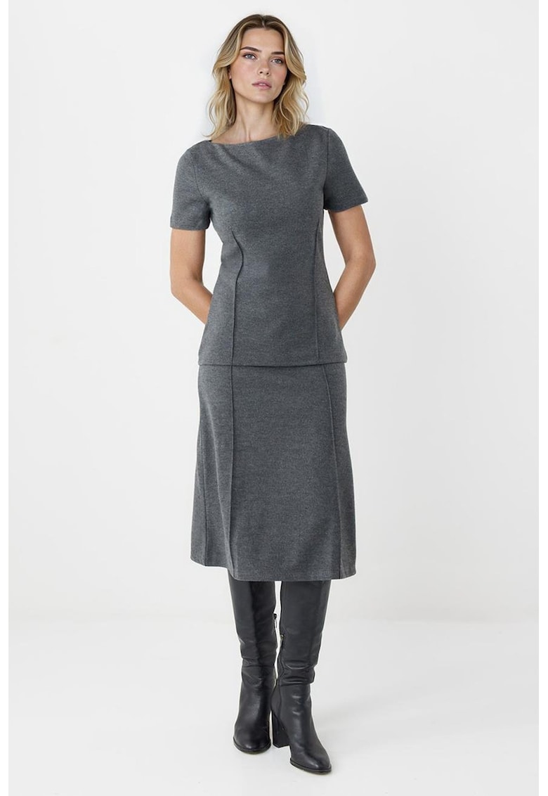 Fusta midi cu model uni