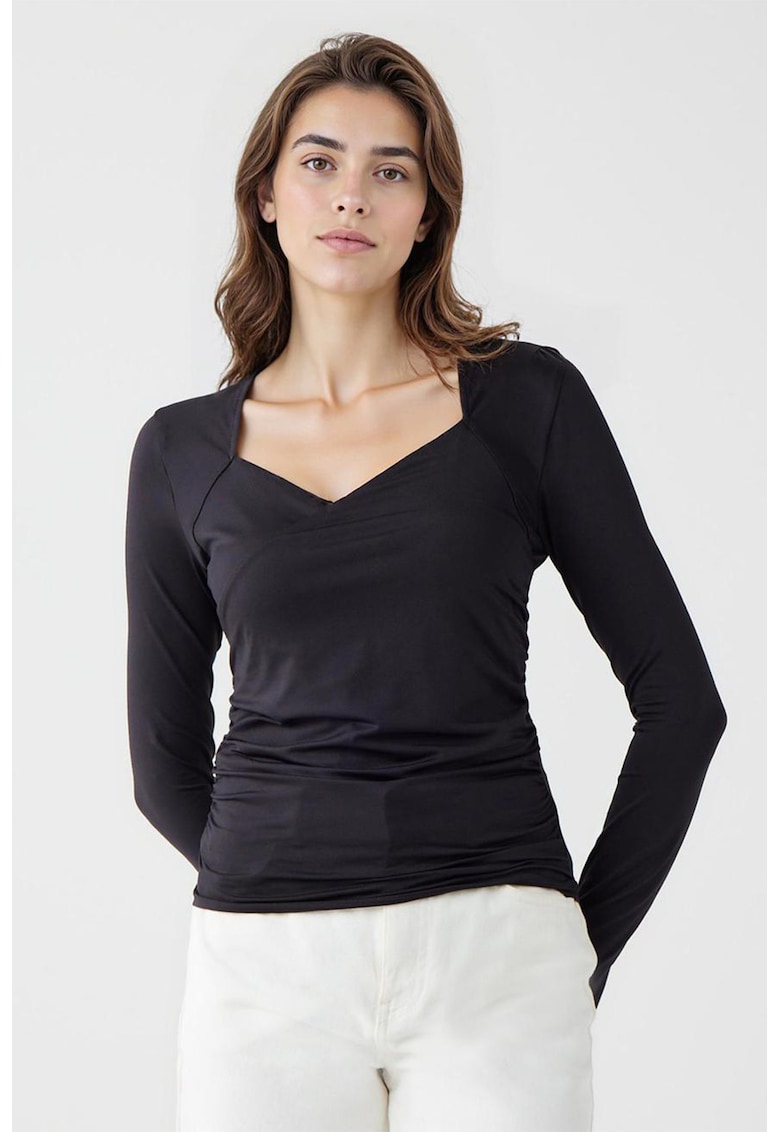 Bluza cu decolteu sweetheart - Negru