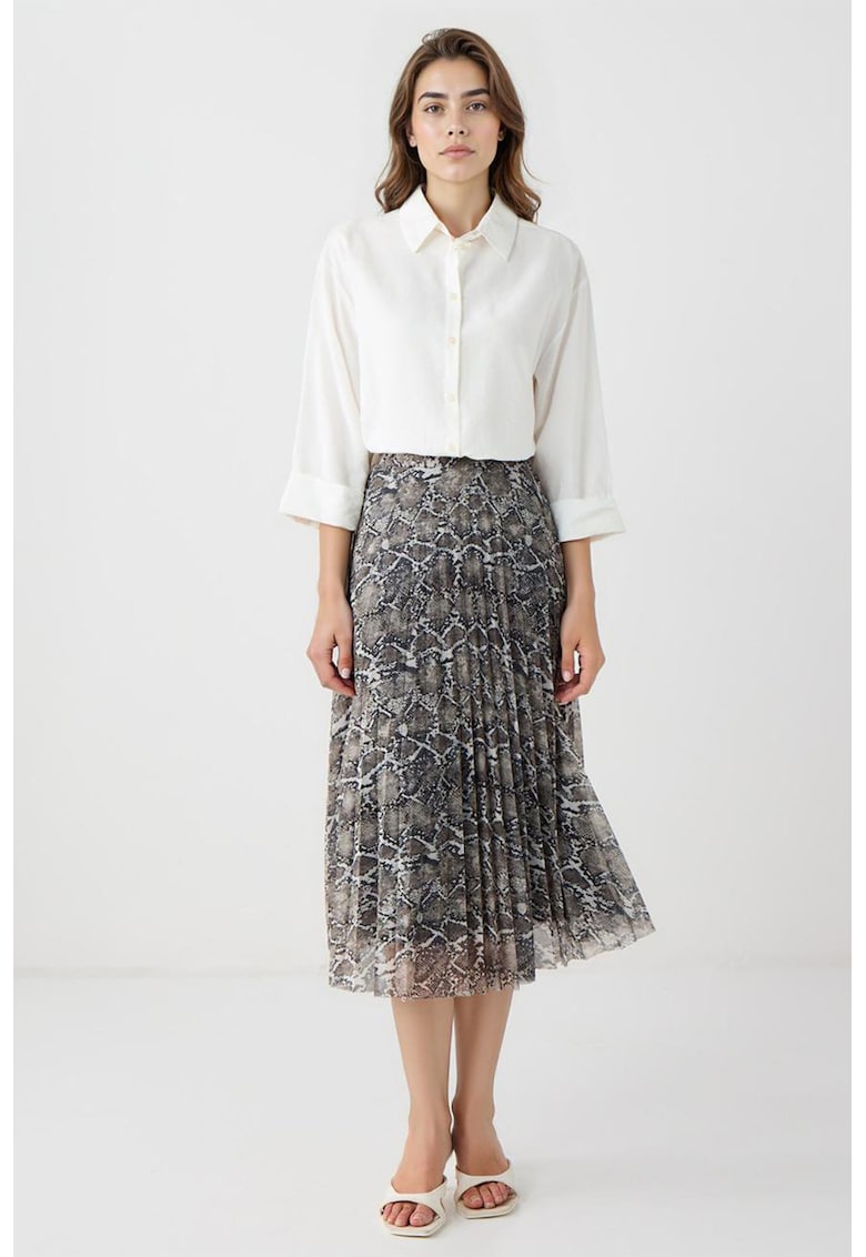 Fusta plisata cu model ce imita pielea de reptila