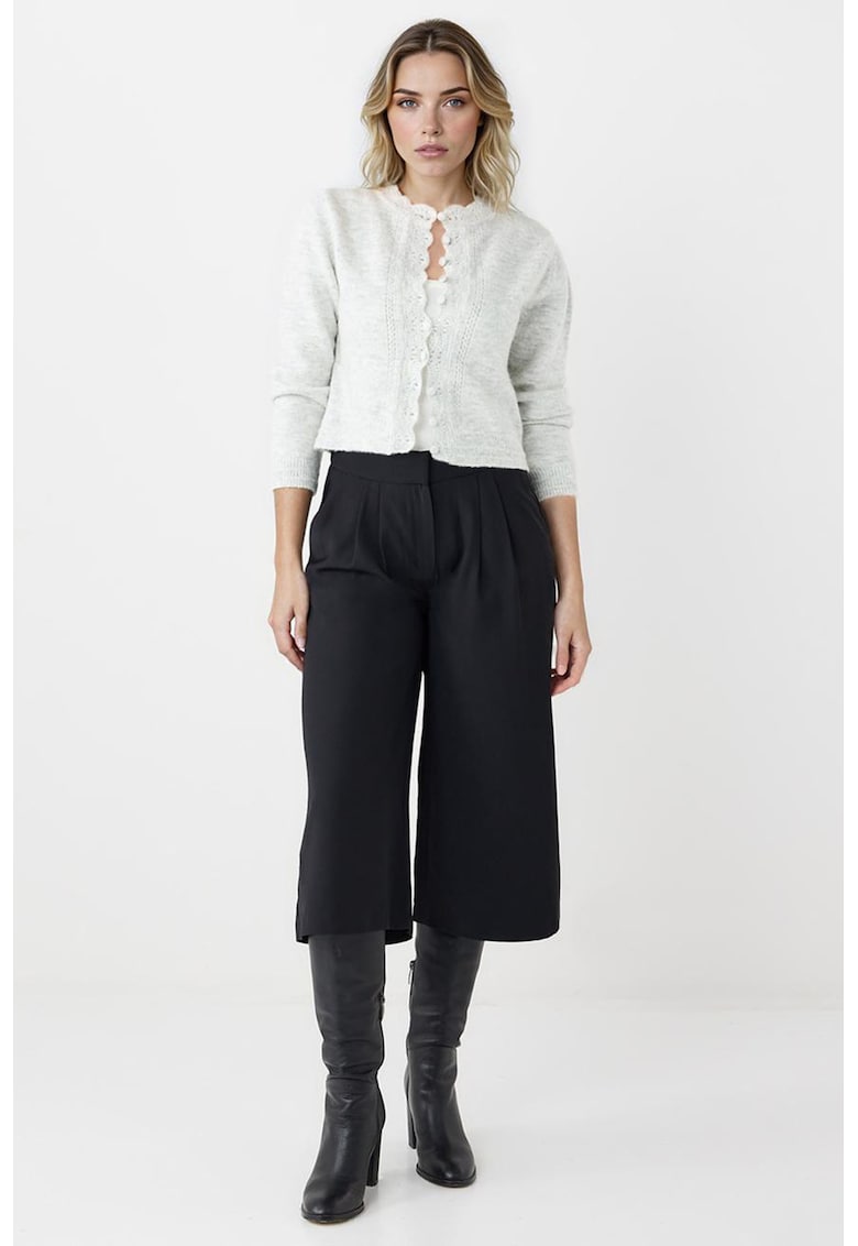 Pantaloni culotte midi cu talie inalta