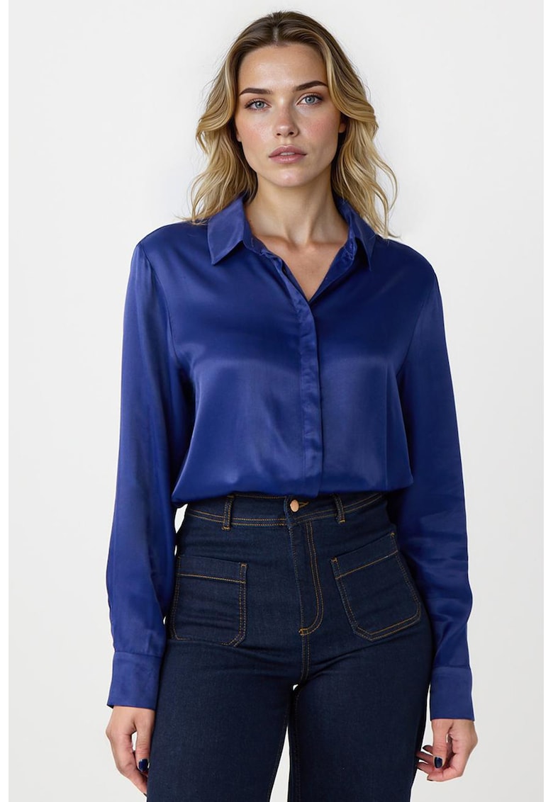 Camasa din satin cu maneci lungi