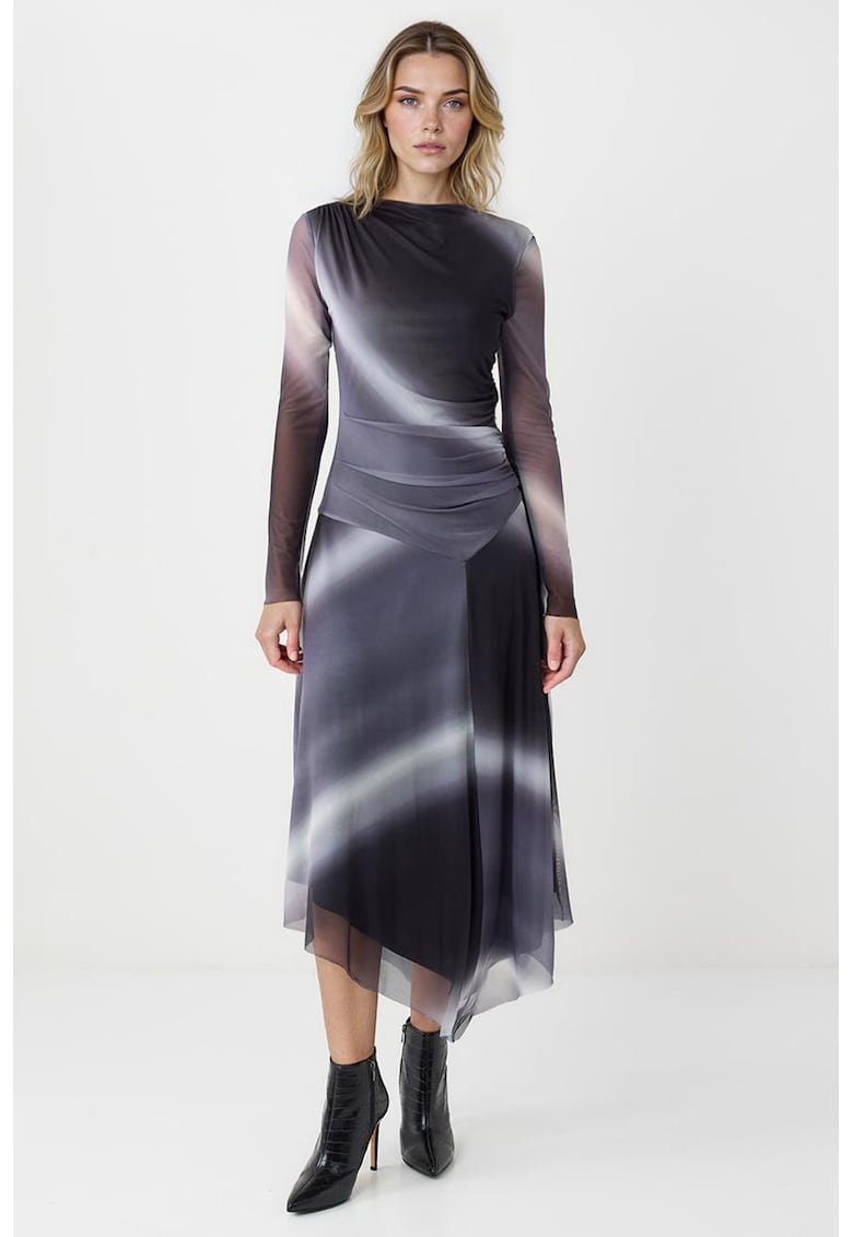 Rochie midi asimetrica cu model in degrade