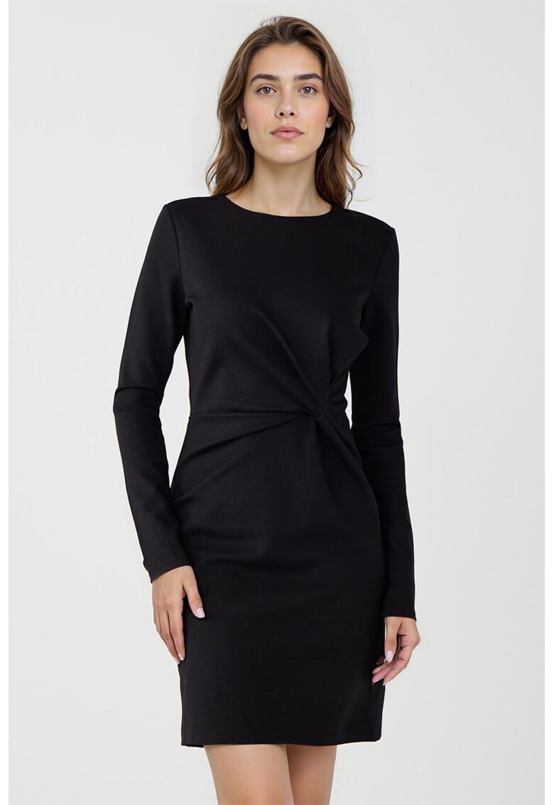 Rochie cambrata din piele intoarsa sintetica - Negru