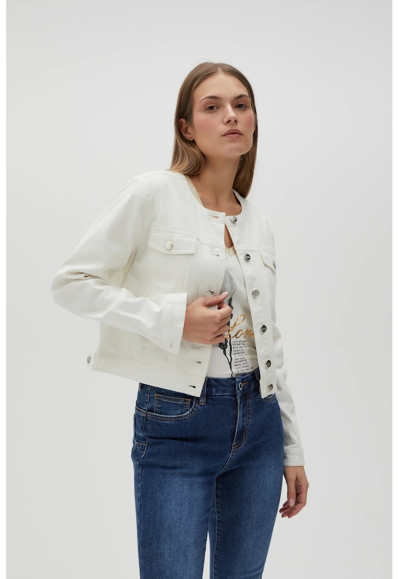 Jacheta scurta bej alba - Alb