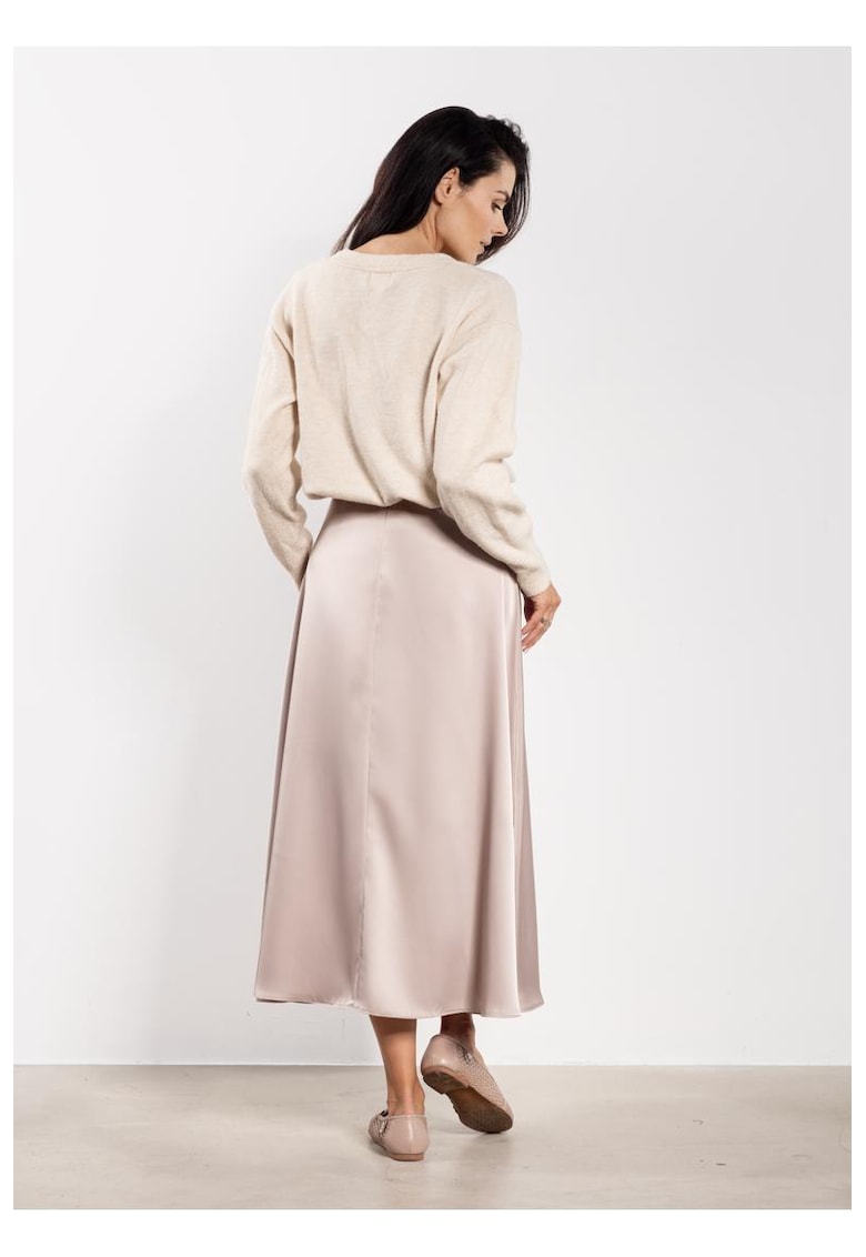 Fusta midi satinata cu talie inalta A739