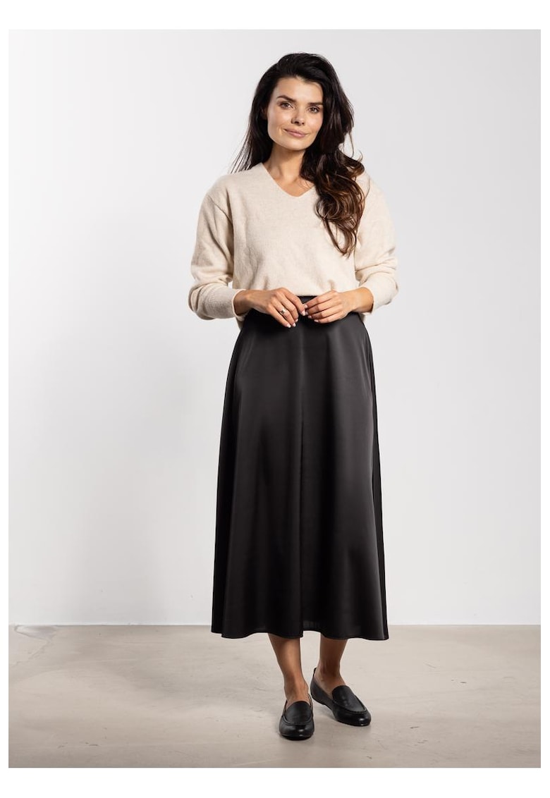 Fusta midi satinata cu talie inalta A739