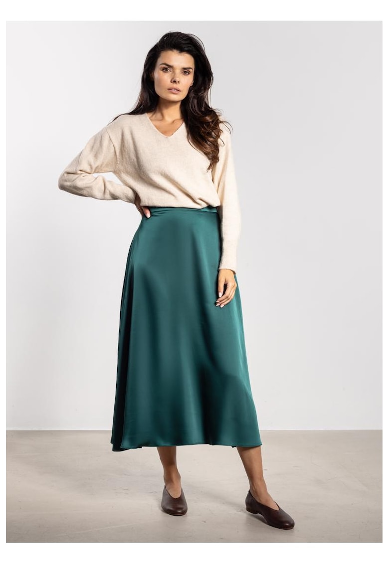 Fusta midi satinata cu talie inalta A739