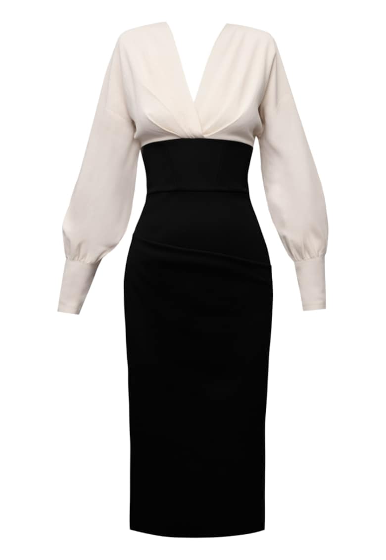 Rochie midi cu drapaje pe bust Lunaria