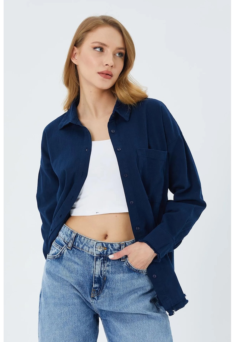 Camasa dama - supradimensionata - bumbac - bleumarin