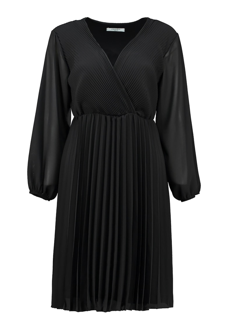 Rochie plisata cu maneci semitransparente