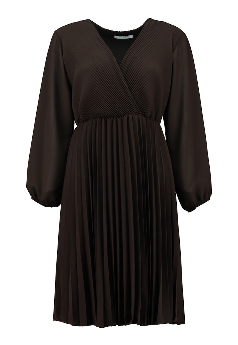 Rochie plisata cu maneci semitransparente