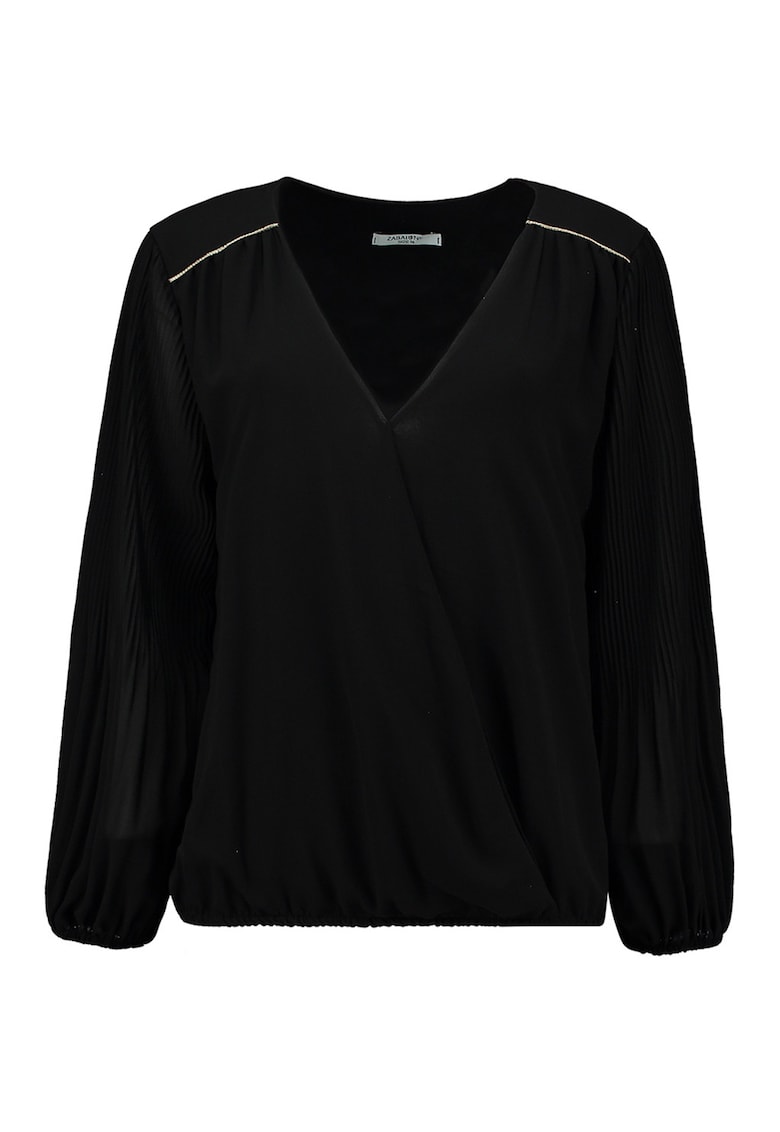 Bluza cu decolteu in V si maneci cu pliuri