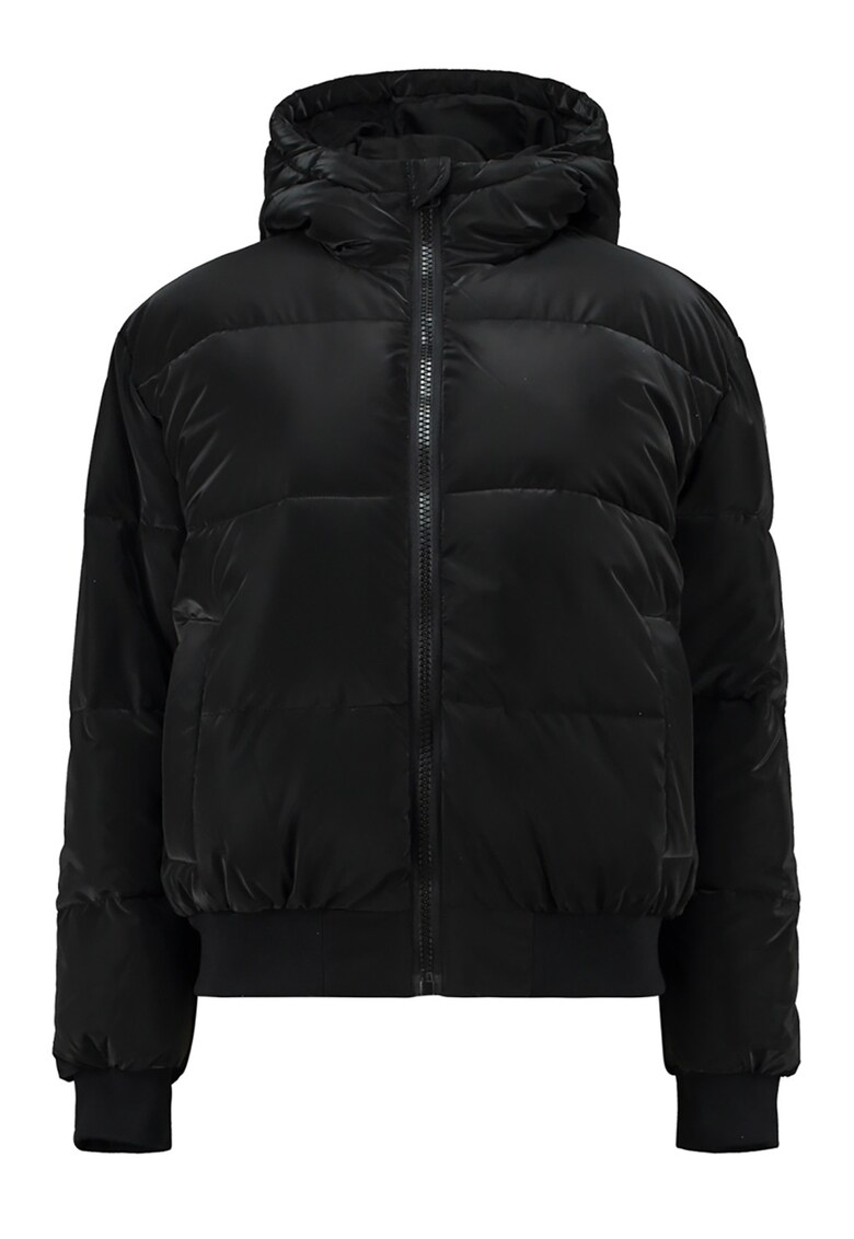 Jacheta cu fermoar si gluga - Negru