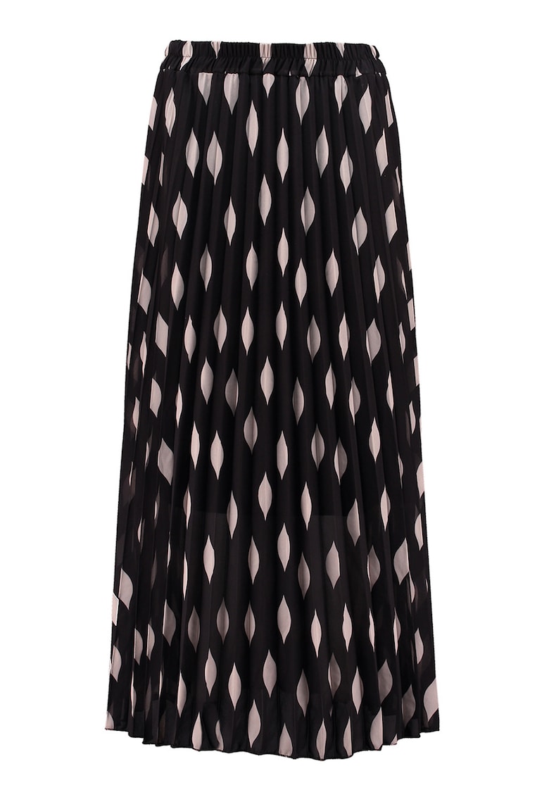 Fusta lunga cu talie elastica - Negru/Maro nisip