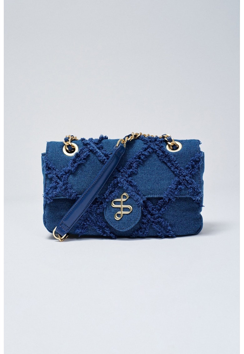 Geanta din denim cu bareta convertibila