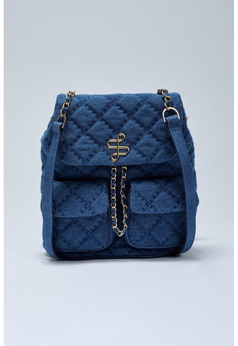 Rucsac din denim cu aspect matlasat