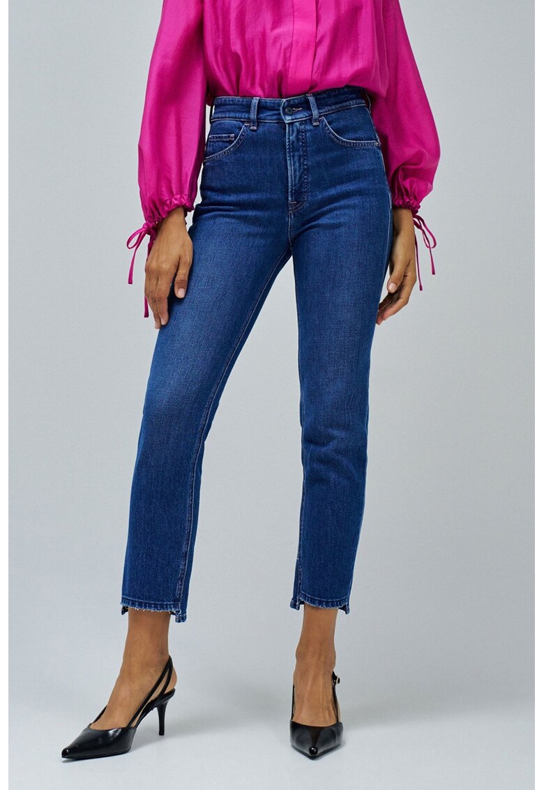 Blugi skinny cu talie inalta - Albastru melange