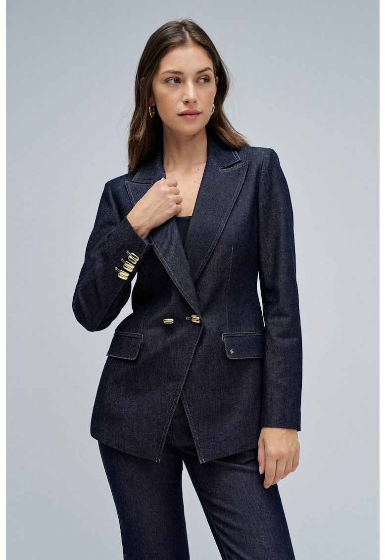 Sacou din denim cu nasturi