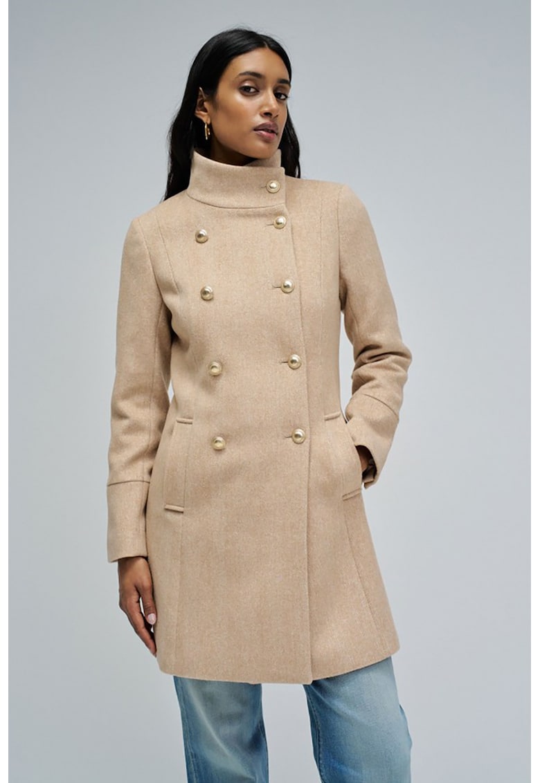 Palton din amestec de lana cu buzunare laterale