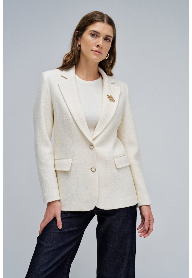 Sacou din amestec de lana cu model uni