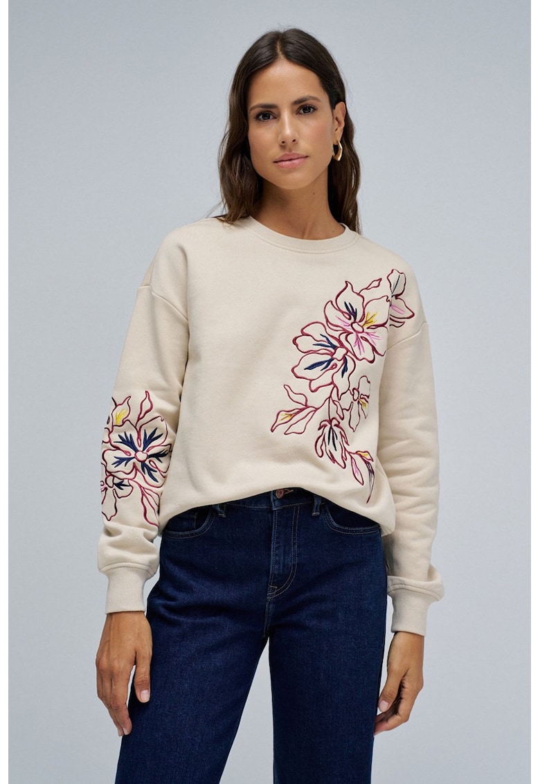 Bluza de trening cu broderii florale