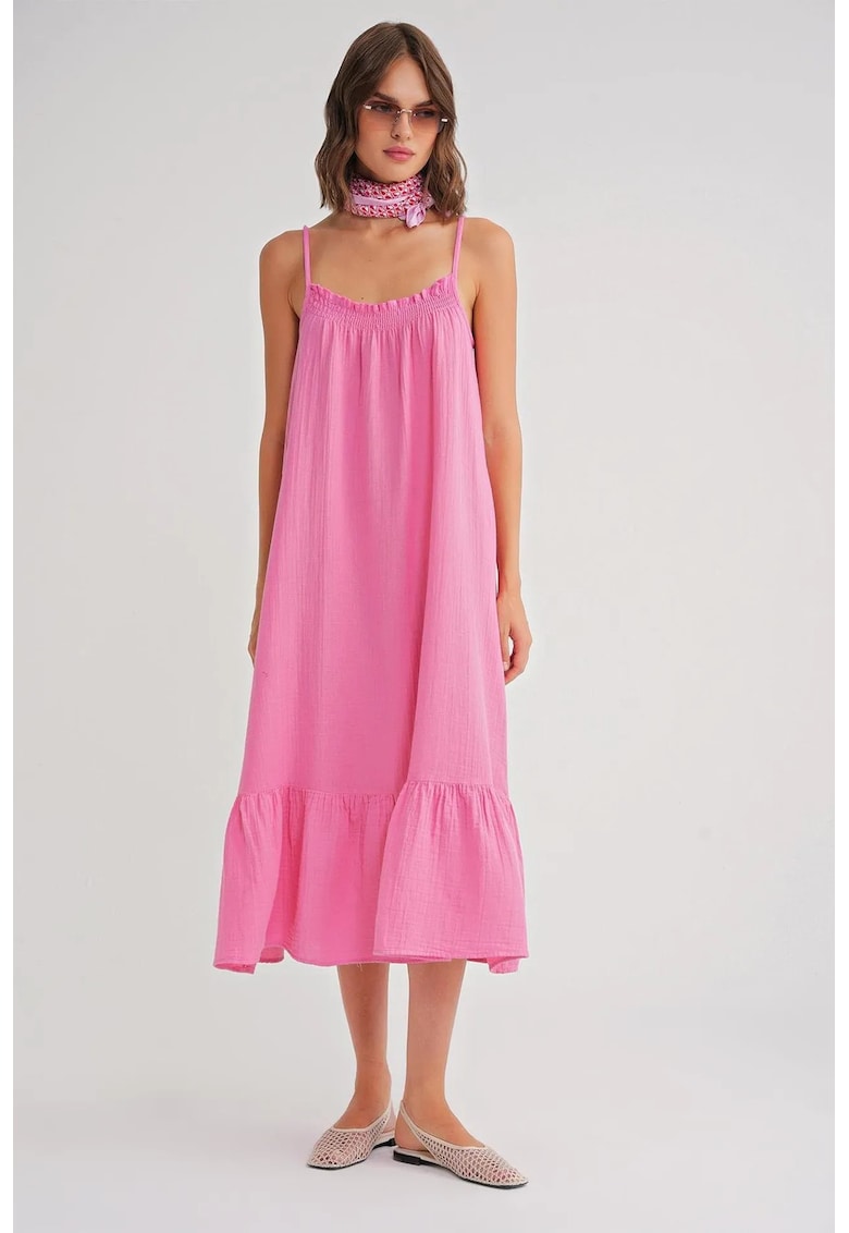 Rochie Midi HiCCUP - cu volan - roz pudrat - textil