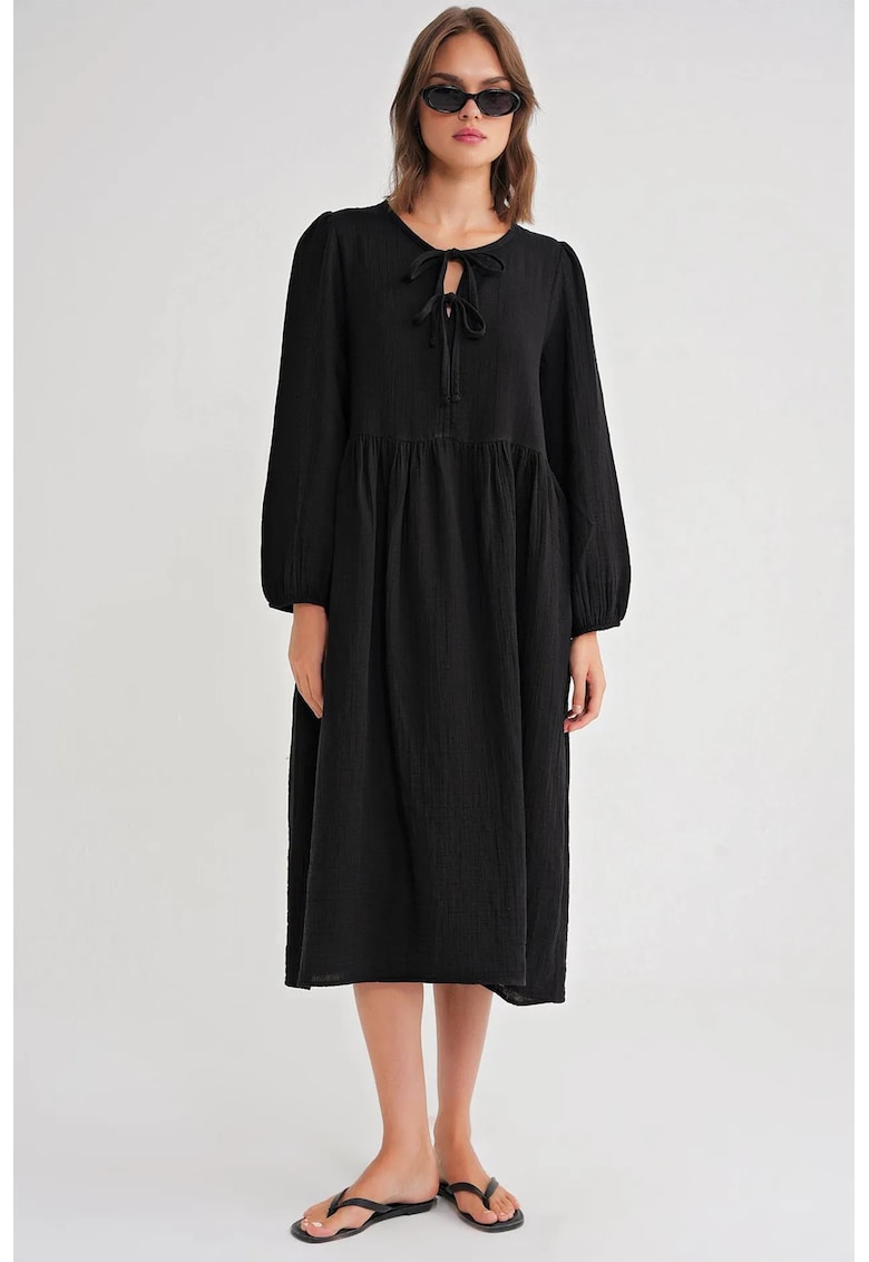 Rochie Midi HiCCUP - decolteu in V - negru - textil