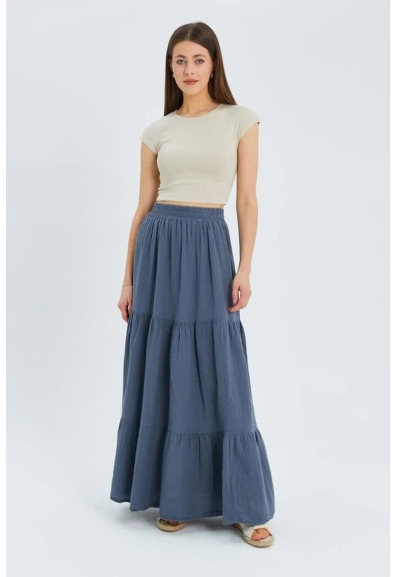 Fusta maxi - bumbac - gri inchis
