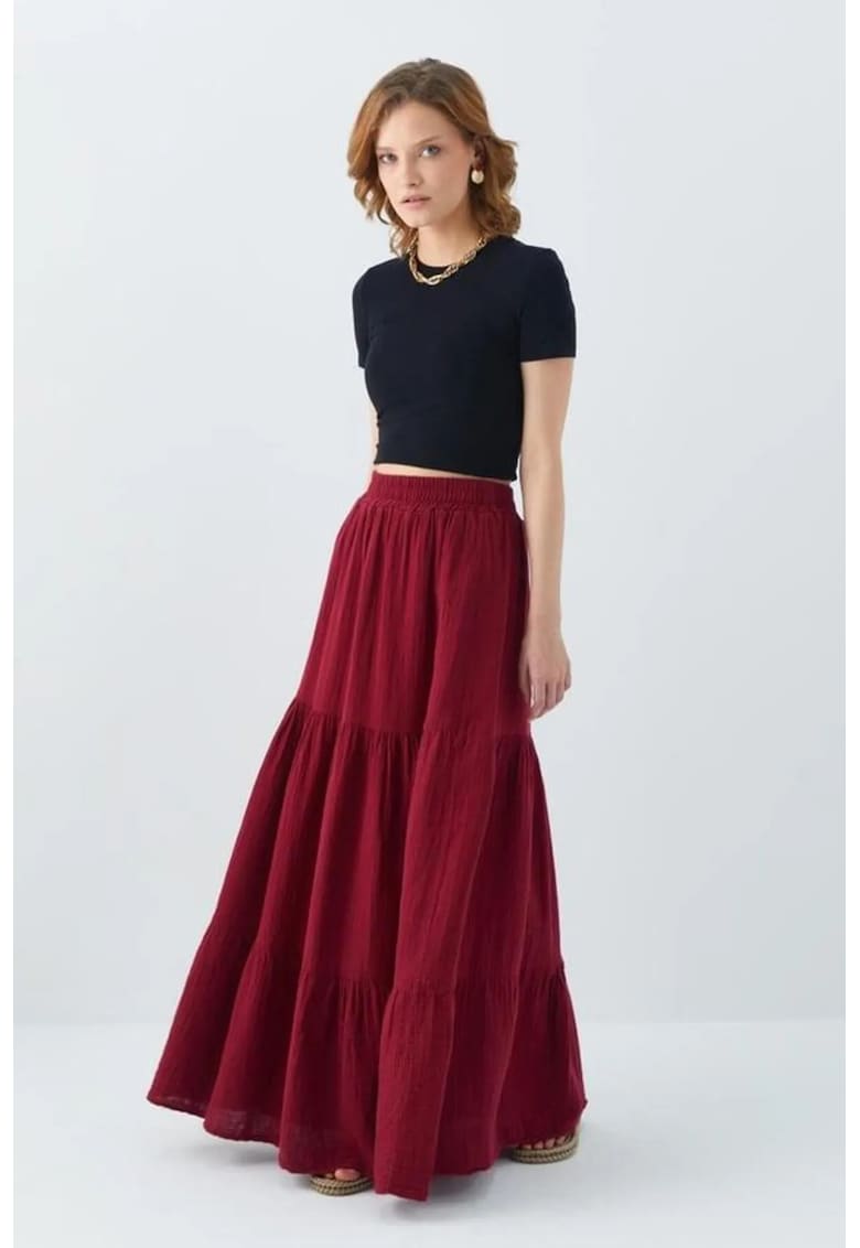 Fusta maxi - bumbac - burgundy