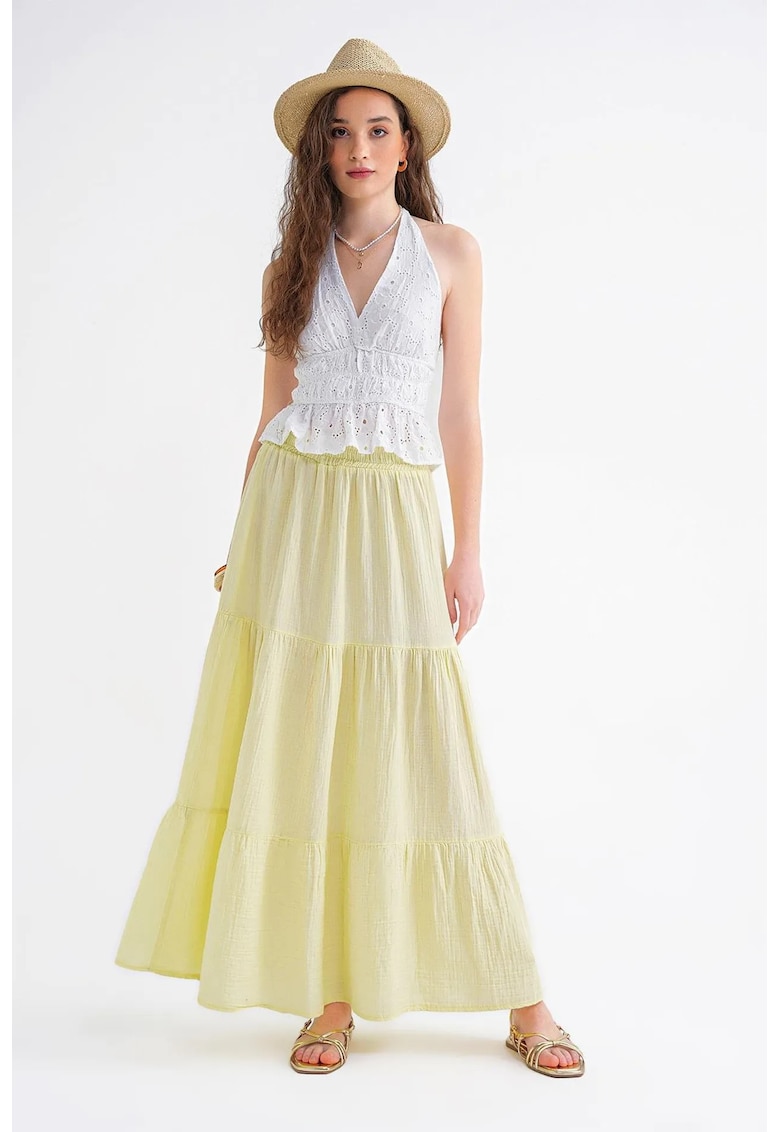 Fusta Maxi bumbac - galben chihlimbar