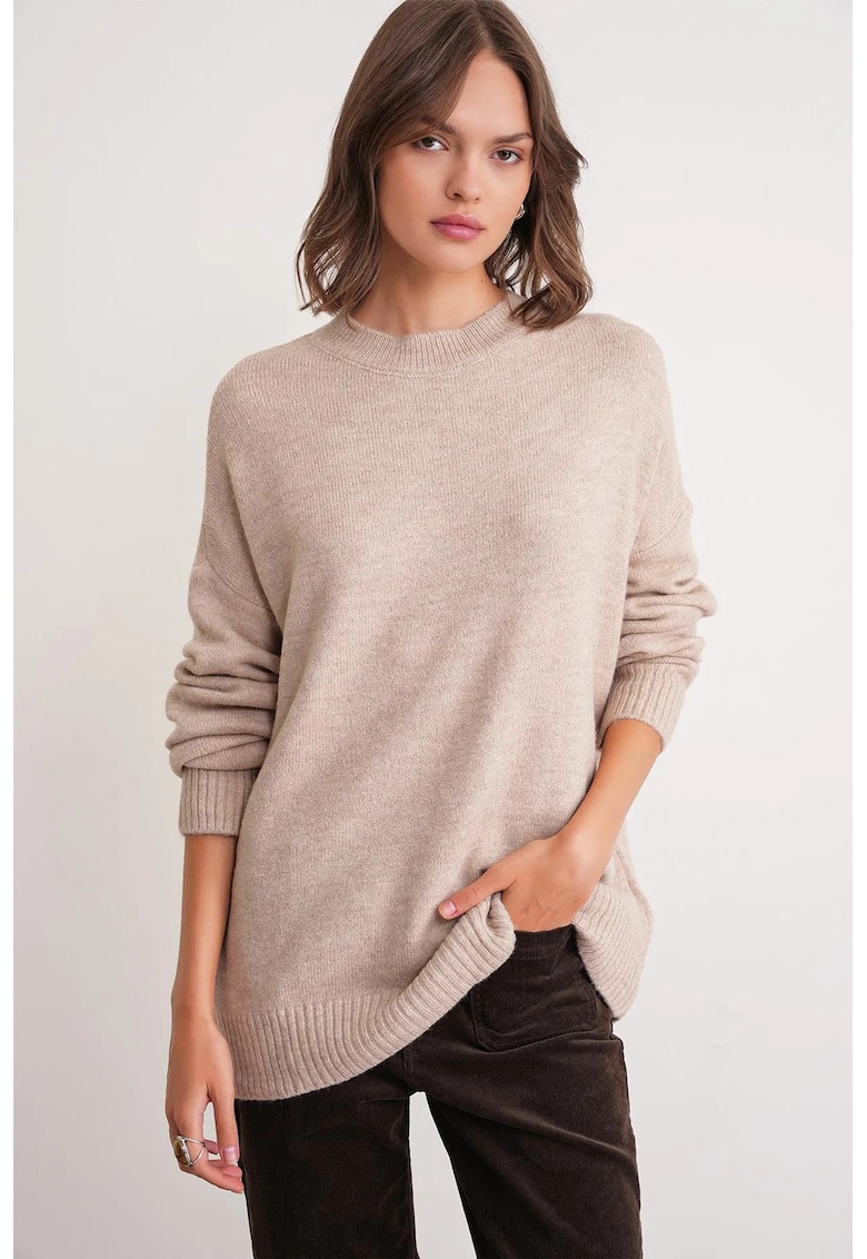 Pulover dama - pulover tricotat supradimensionat - bej -