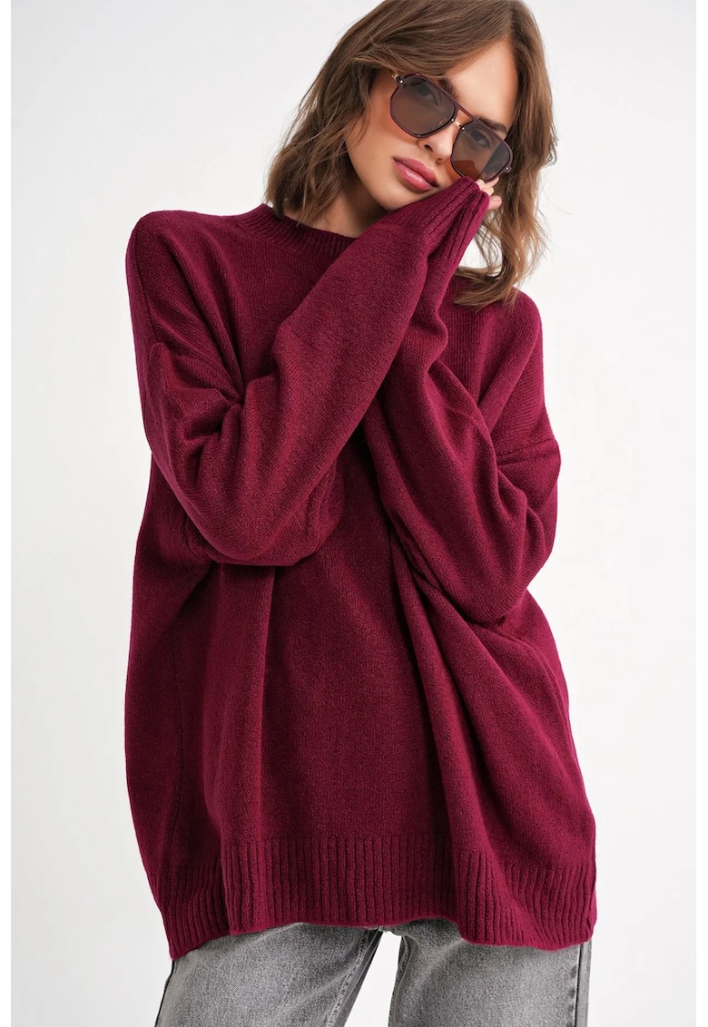 Pulover tricotat supradimensionat HiCCUP - burgundy - tricot -