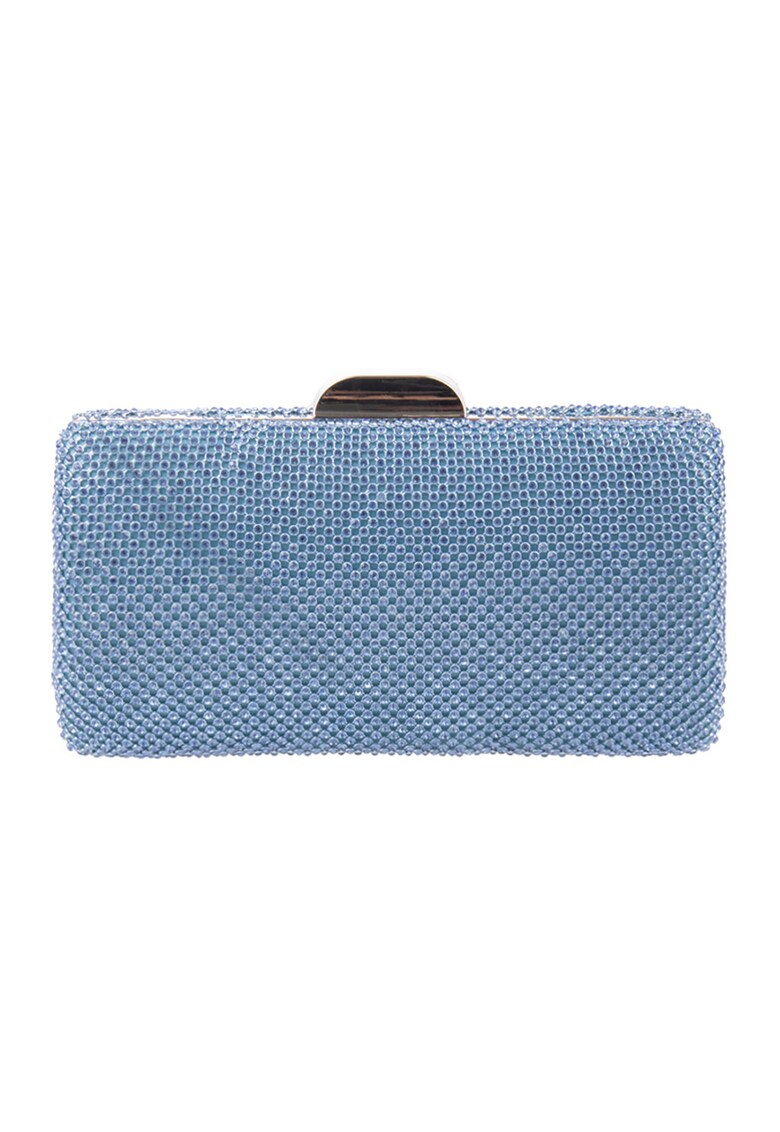 Geanta minaudiere cu strasuri si lant - Albastru deschis