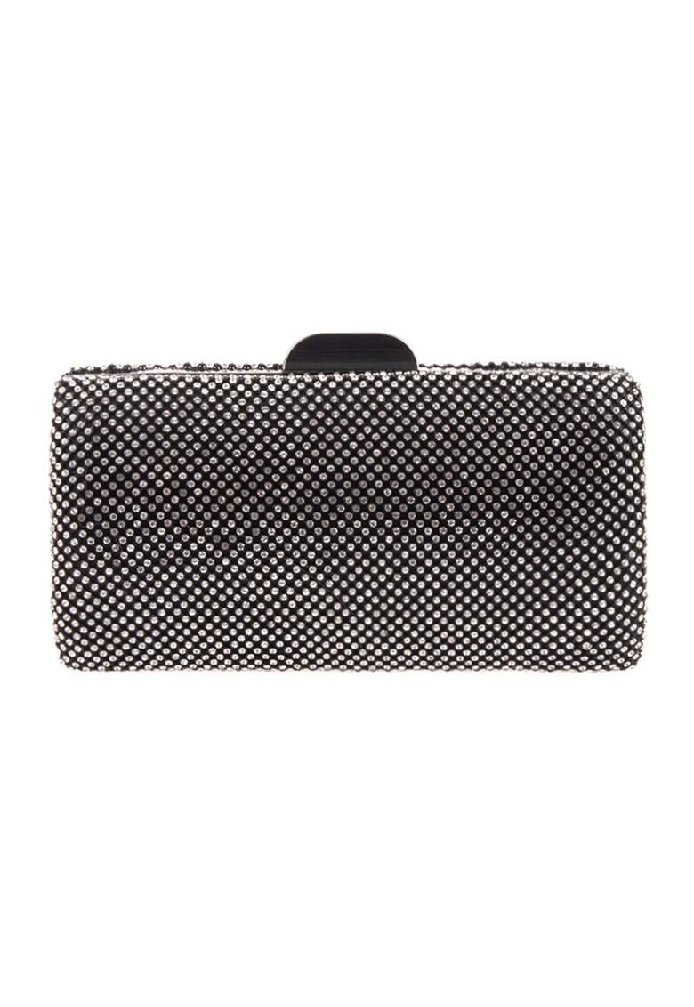 Geanta minaudiere cu strasuri si lant - Negru