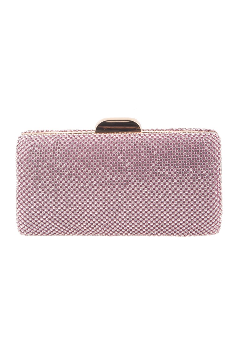 Geanta minaudiere cu strasuri si lant - Roz