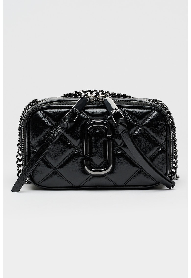 Geanta crossbody matlasata de piele cu bareta din lant