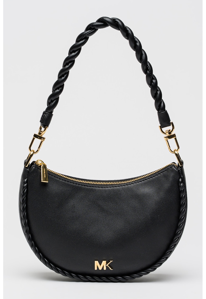 Geanta de piele cu bareta de umar si garnitura impletita Kyla